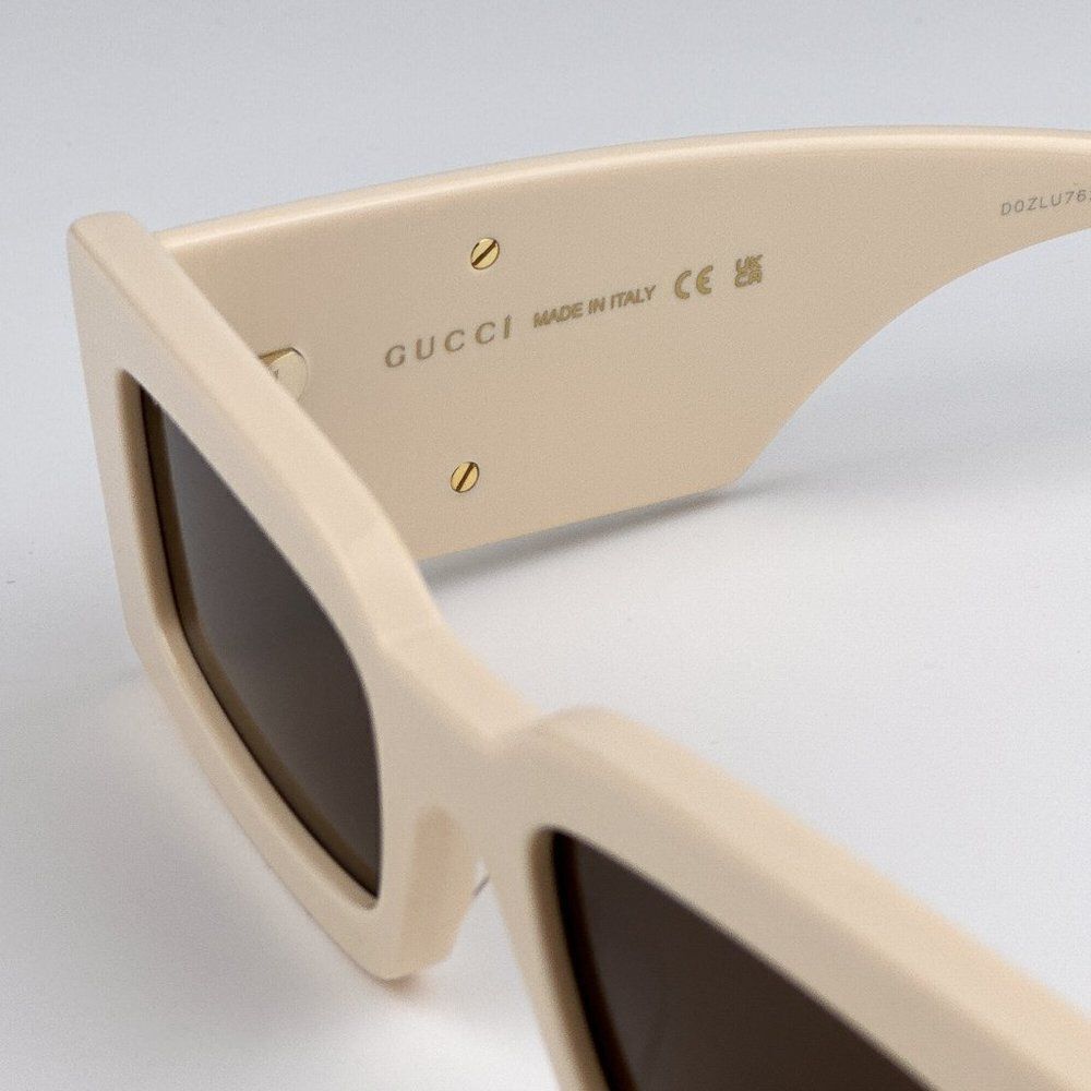 NEW Gucci GG1425S 004 Ivory Brown Rectangle Unisex Sunglasses GG 1425S - Picture 10 of 13